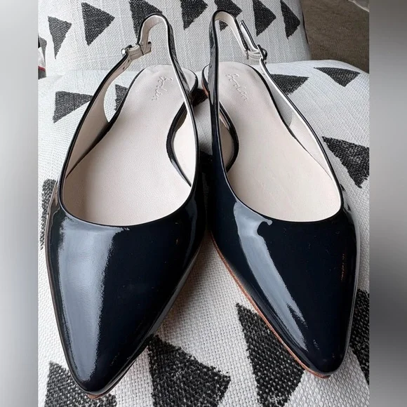 Boden NEW Black Patent Leather Slingback Flats w Buckle Fastener - Size (39)8.5 - Picture 5 of 9